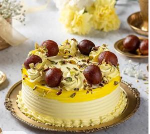 Gulab Jamun & Pistachio — handcrafted cake by Shakti Food Products